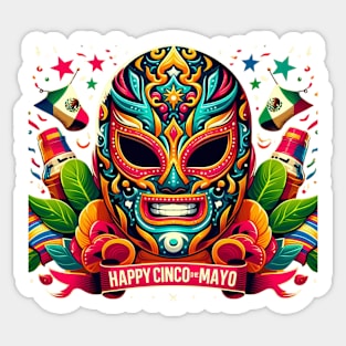 Cinco de Mayo Luchador Sombrero Sticker